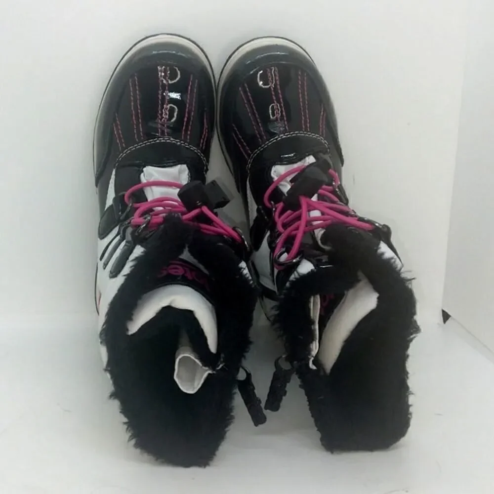 Totes Mackenzie Girls Pre-owned Black & White Weatherproof Winter Boots - sz. 1
